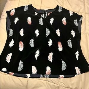 SHEIN Black Top with Feather Design